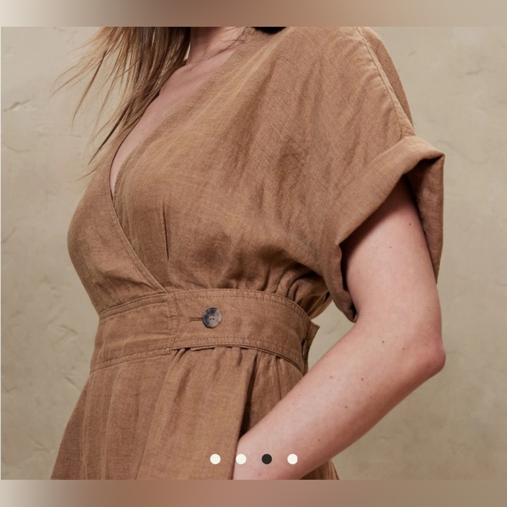 Banana Republic Sedona 100% Linen Lagenlook Old Money Summer Midi Dress M New - Picture 3 of 5